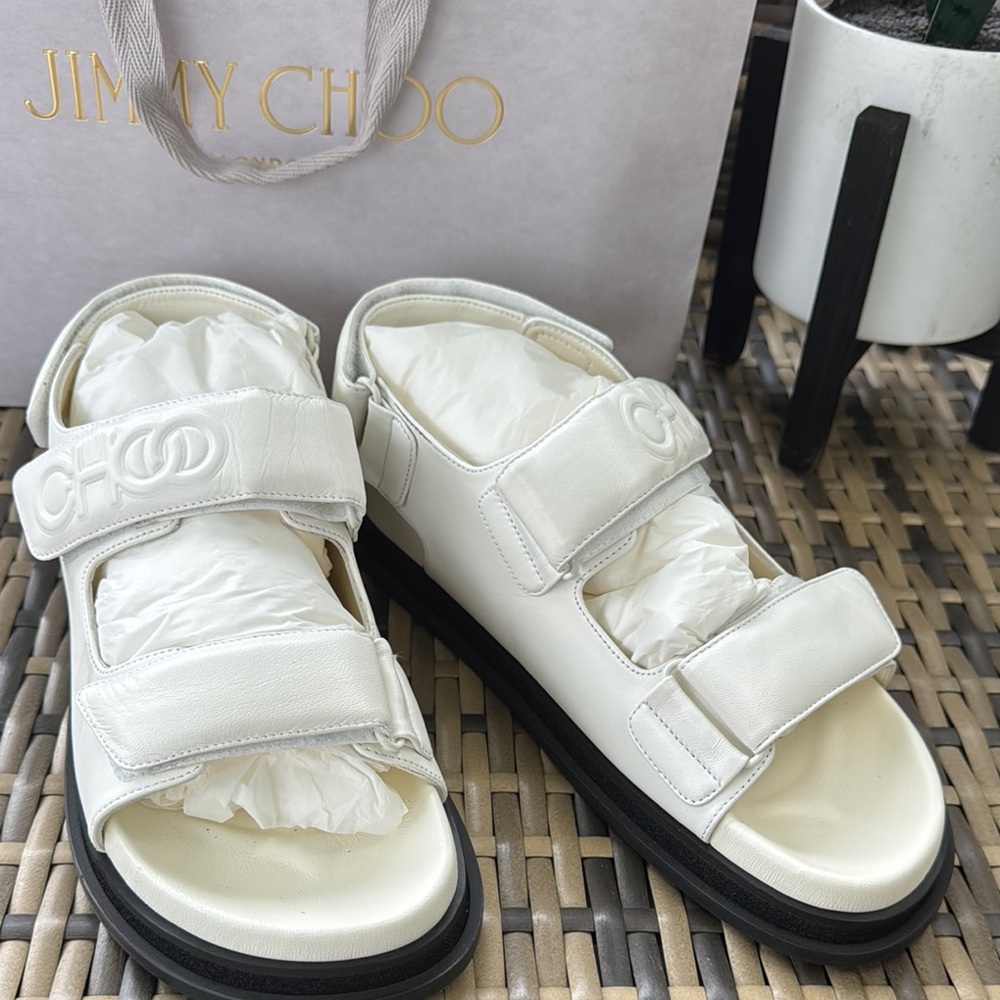 Jimmy Choo white Velcro Sandals